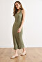 Women's Green Halter Neck Midi Textured Dress Elb-19002627 - 4