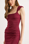 Women's Burgundy Back Zipper Drape Detailed Mini Dress Elb-19002626 - 5
