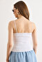 Women's White Thin Strap Lace Detailed Viscose Knitwear Athlete Blouse Blz-19003301 - 4
