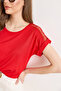 Women's Red Shoulder Guipure Detailed Knitted Viscose Blouse Blz-19002929 - 4