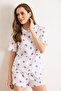 Women's Cherry White 100% Cotton Shorts Pajama Set Pjm-00000027 - 3