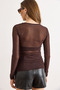 Women's Brown Draped Detailed Stoned Transparent Tulle Blouse Blz-19003296 - 6