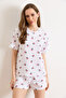 Women's Cherry White 100% Cotton Shorts Pajama Set Pjm-00000027 - 2