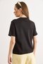 Women's Black Scarf Chain Decorated Buckle Cotton Blouse Blz-19003286 - 6