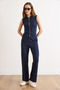 Women's Navy Blue Double-Sided Zippered Viscose Content Suit Tkm-19000481 - 5