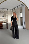 Bridge Detail Arched Black Palazzo Trousers