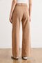 Women's Camel Belted Washable Wide Leg Gabardine Trousers Pnt-19000396 - 6