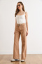 Women's Camel Belted Washable Wide Leg Gabardine Trousers Pnt-19000396 - 4