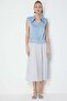 Polo Collar Sleeveless Satin Blouse - 5