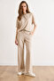 Women's Stone Crew Neck Top and Bottom Set with Viscose Content Tkm-19000482 - 2