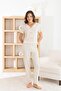 Women's 100% Cotton Ribbon/Bow Short Sleeve Ribbed Quality Knitted Pajama Set - 2