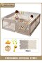 Baby Playpen with 30pcs Wood Pattern Foam Floor Mats & 2 Musical Toys