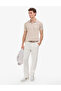 Dark Beige Slim Fit 100% Cotton Buttoned Polo Collar Basic T-Shirt 50321128-Vr088 - 4