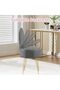 Vanity Stool with Storage, Compact Makeup Ottoman with Grey Flannel Upholstery, Cushioned Sea - 4