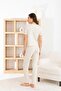 Women's 100% Cotton Ribbon/Bow Short Sleeve Ribbed Quality Knitted Pajama Set - 3
