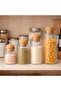 Set of 4 Glass Storage Jars with Cork Ball Lids – Spices, Pasta, Breakfast Organizer