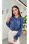 Women's Shirred and Sleeve Detailed Ruffled Tie-Up Chiffon Shirt