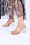 Jasper Gold Stone Transparent Heeled Women's Shoes - 3