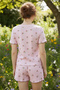Salmon Patterned Lace-Trimmed Crinkled Short-Sleeved Shorts Pajama Set 26120227 - 3