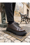 Ba0245 Brown Patent Leather Parachute Detailed Smart Rubber Laces High Sole Casual Men's Shoes - 6