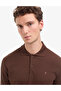 Dark Brown Regular Fit 100% Cotton Non-Curling Buttoned Polo Collar Basic T-Shirt 50325312-Vr084 - 2
