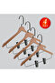 Wooden (Black Nickel Hook) Latch Shirt and Skirt Hanger Natural Color 4 Pieces