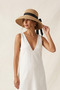 Women's Straw Beach Hat - Wide Brim, Downward Curved Bell Style - 6