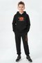 Boys' Hooded Sweatshirt and Jogger Set with Kangaroo Pocket and Basketball Print Detail