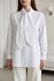 Oversized Poplin Shirt with Tie Collar and Buttons -White