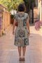 Stone Color Amber Patterned Round Neck Dress - 3