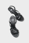 Women's Oval Toe Elegant Thin Strap Detailed Daily Heeled Sandals Lema Black - 6