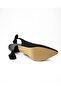 9002 Black Leather Back Bow Heeled Evening Dress Women's Shoes - 5
