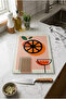 Glass Cutting Board with Non-Slip Base, Orange Themed
