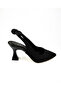 9002 Black Leather Back Bow Heeled Evening Dress Women's Shoes - 2