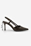 Women's Stiletto Pointed Toe Open Back Ankle Strap Classic Heeled Shoes Tandor Brown - 4