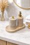 Natural Travertine Bathroom Set – 3 Piece Gold Object Set