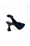 9002 Navy Blue Leather Back Bow Heeled Evening Dress Women's Shoes - 4