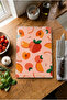 Glass Cutting Board with Non-Slip Base, Peach-Themed - 4