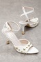 Women's Gold Studded Detailed Thin Heeled Ankle Strap Sandals