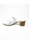 1562 White Leather Heeled Daily Women's Slippers - 3