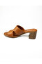 1562 Tan Leather Heeled Daily Women's Slippers - 3