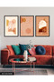 Boho Style Shapes and Plant 3 Piece Black Wooden Framed Painting Act - 3