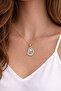 Gold Color Necklace with Drop Shaped Flower Figures and Colorful Stones - 2