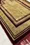 10 Velvet Prayer Mats Burgundy (70Cmx110Cm 400Gr) Hajj and Umrah Gift - 3