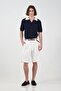 Contrast Collar Navy Blue Tricot Shirt - 2