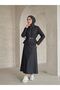 Zipper Detail Skirt Suit-Black