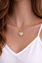 Heart Cut Pink Shiny Stone Detailed Gold Color Necklace - 2