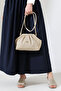 Cream Women's Bag with Wicked Look, Medium Size, Bunded Form, Stylish Handbag and Crossbody Strap - 7