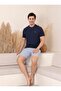 Men's Dad Dowry Modal Fabric Shorts with Six Pockets, Short Sleeve, Fit Crew Neck Cotton Pajama Set - 7