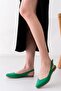 Women's Misty Green Open Back Pointed Toe Daily Ballet Flats